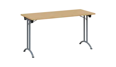 SLA 140 lak skládací jednací stůl 1394x600, deska 25 mm, podnož stříbrný lak, deska javor horský